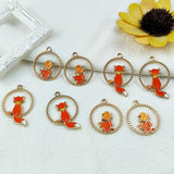 10pcs Maple Leaf & Fox Enamel Charms for Couple Jewelry