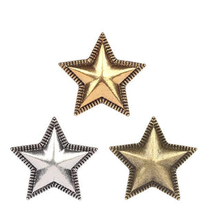 3pcs Retro Zinc Alloy Bronze CONCHO Stars Pentagram Decorative Buttons Charms
