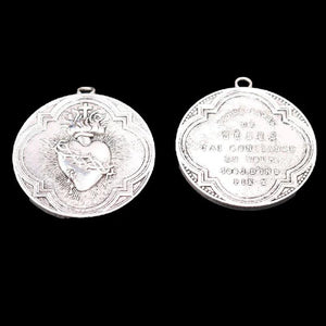 2pcs Large Sacred Heart Cross Tag Alloy Pendants Retro Necklace DIY Charm