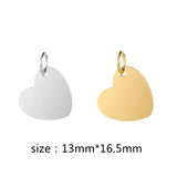 Stainless Steel Heart Tag Charm Pendant for DIY Jewelry