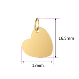 Stainless Steel Heart Tag Charm Pendant for DIY Jewelry
