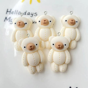 10Pcs Cartoon Bear Rabbit Resin Charms Pendants DIY Jewelry Making