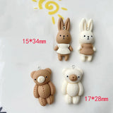 10Pcs Cartoon Bear Rabbit Resin Charms Pendants DIY Jewelry Making