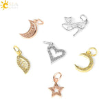 CSJA Heart Moon Charms for Jewelry Making Silver CZ Earrring Keychain Necklace