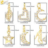 CSJA Heart Moon Charms for Jewelry Making Silver CZ Earrring Keychain Necklace