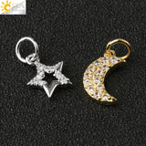 CSJA Heart Moon Charms for Jewelry Making Silver CZ Earrring Keychain Necklace
