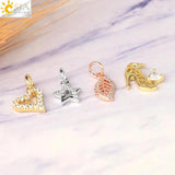 CSJA Heart Moon Charms for Jewelry Making Silver CZ Earrring Keychain Necklace