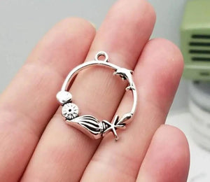 20pcs Antique Silver Shell Pendants Starfish Seahorse Charms