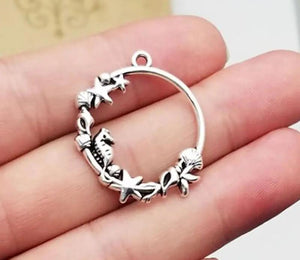 20pcs Antique Silver Shell Pendants Starfish Seahorse Charms