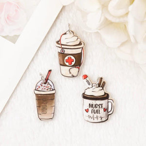 6Pcs Nurse Charms Acrylic Coffee Earring Pendant DIY Accessories