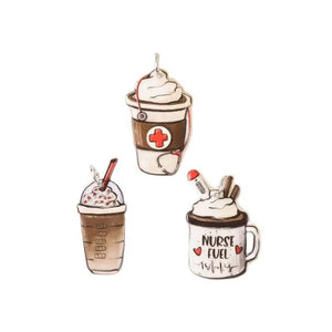 6Pcs Nurse Charms Acrylic Coffee Earring Pendant DIY Accessories