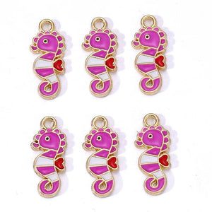 20Pcs Enamel Seahorse Charms for DIY Jewelry Making