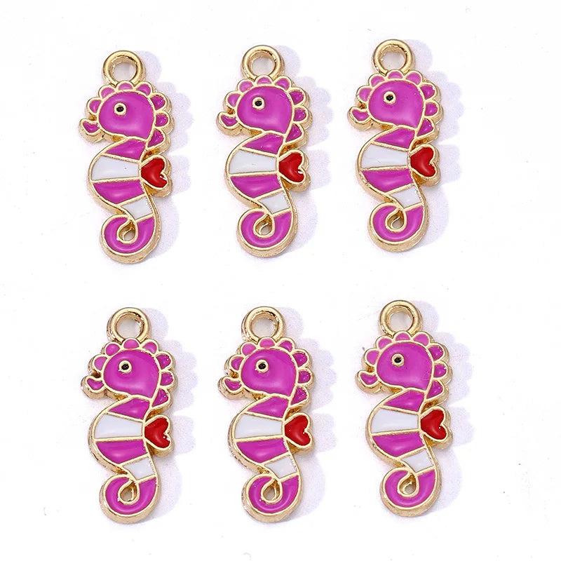 20Pcs Enamel Seahorse Charms for DIY Jewelry Making