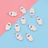 10pcs Crystal Fatima Hand Charm Hamsa Hand Evil Eye Pendant Charms