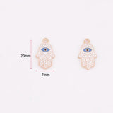 10pcs Crystal Fatima Hand Charm Hamsa Hand Evil Eye Pendant Charms