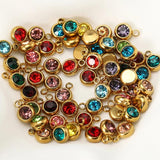 20pcs 6mm Crystal Steel Charms Birthstone Pendants Jewelry Making DIY