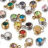 20pcs 6mm Crystal Steel Charms Birthstone Pendants Jewelry Making DIY