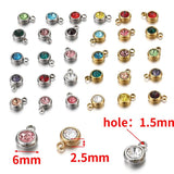 20pcs 6mm Crystal Steel Charms Birthstone Pendants Jewelry Making DIY