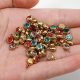20pcs 6mm Crystal Steel Charms Birthstone Pendants Jewelry Making DIY
