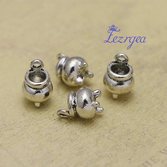 20pcs Antique Silver 3D Witch Cauldron Charms Pendants
