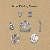 30pcs Antique Silver Paint Brush Charms Pendants DIY Keychain Jewelry Making