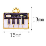 20pcs Enamel Piano Keyboard Pendants Musical Instrument Charms for DIY Necklaces