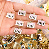 20pcs Enamel Piano Keyboard Pendants Musical Instrument Charms for DIY Necklaces