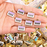 20pcs Enamel Piano Keyboard Pendants Musical Instrument Charms for DIY Necklaces