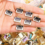 20pcs Enamel Piano Keyboard Pendants Musical Instrument Charms for DIY Necklaces