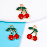 20pcs 10*13mm Enamel Mini Cherry Charm Necklace Earring Pendant DIY Access