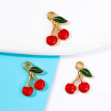 20pcs 10*13mm Enamel Mini Cherry Charm Necklace Earring Pendant DIY Access