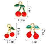 20pcs 10*13mm Enamel Mini Cherry Charm Necklace Earring Pendant DIY Access