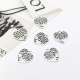 40pcs Antique Silver Heart Love Tree Charms Pendant for DIY Necklace