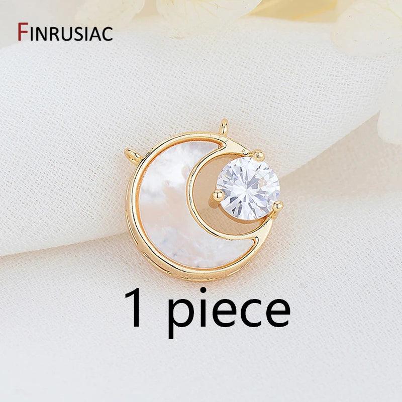 DIY Moon Pendant, Gold Plated Zircon Shell, Jewelry Making