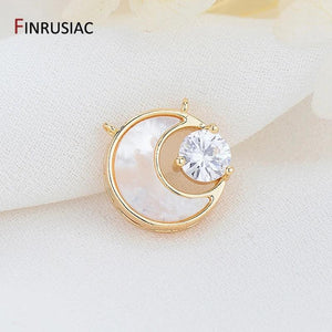 DIY Moon Pendant, Gold Plated Zircon Shell, Jewelry Making