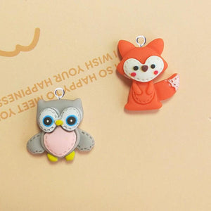 10Pcs Animal Fox Owls Resin Charms Pendant Earring DIY Jewelry