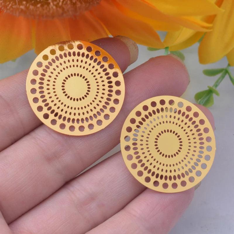6pcs 28mm Thin Round Charms Rhodium plated Brass Jewelry Accessories