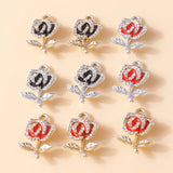 10Pcs Crystal Rose Charm Pendant Silver Women Jewelry Making