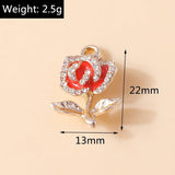 10Pcs Crystal Rose Charm Pendant Silver Women Jewelry Making