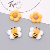 10pcs Bee Flowers Resin Charms for Earring Keychain Jewelry Making