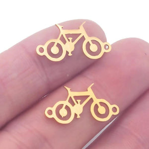Classic Bicycle Gold/Steel Choker Pendant Necklace Engagement Jewelry