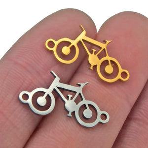 Classic Bicycle Gold/Steel Choker Pendant Necklace Engagement Jewelry