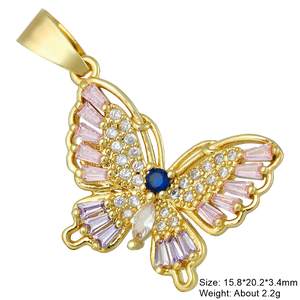 18K Gold Plated CZ Butterfly Charms DIY Christmas Jewelry