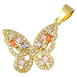 18K Gold Plated CZ Butterfly Charms DIY Christmas Jewelry