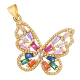 18K Gold Plated CZ Butterfly Charms DIY Christmas Jewelry