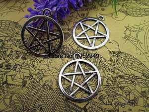 20pcs Pentagram Charms Tibetan Silver Tone Pendants 20x25mm