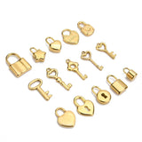 5pcs Stainless Steel Heart Key Lock Charms for DIY Necklace Bracelet