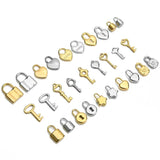 5pcs Stainless Steel Heart Key Lock Charms for DIY Necklace Bracelet