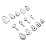 5pcs Stainless Steel Heart Key Lock Charms for DIY Necklace Bracelet