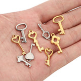 5pcs Stainless Steel Heart Key Lock Charms for DIY Necklace Bracelet
